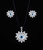 "Celestial Heart" Mother of Pearl Evil Eye Sterling Silver Jewelry Set