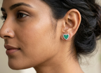 Malachite Gemstone Heart Studs