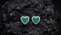 Malachite Gemstone Heart Studs