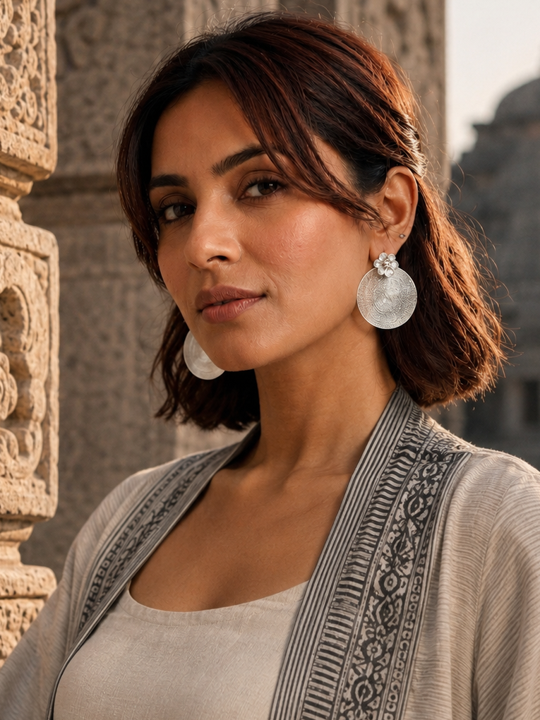 Tarangini Filigree Disc Drop Earrings