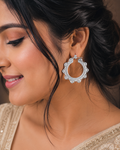 925 Silver Filigree Sunburst Hoop Earrings - front view