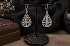 925 Silver Filigree Teardrop Earrings - detail of the filigree wirework