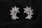 925 Silver Filigree Leaf Vine Earrings - detail of the filigree wirework