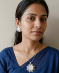 Handcrafted Silver Filigree Floral Pendant and Earrings Set