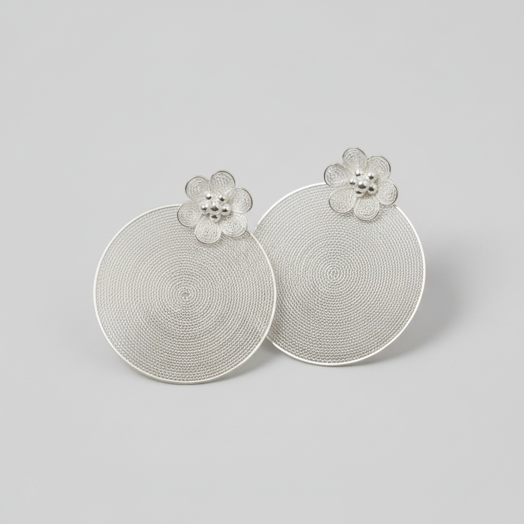 Tarangini Filigree Disc Drop Earrings
