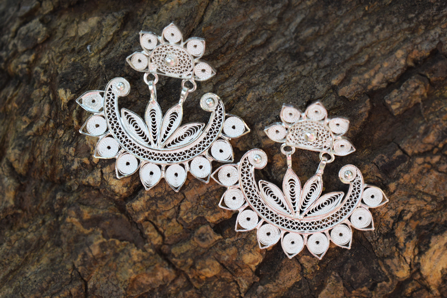 The Chandrika Crescent Filigree Statement Chandbalis