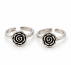 Oxidized Silver Spiral Flower Toe Ring