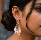 The Silver Filigree Twin-Leaf Drop Earrings