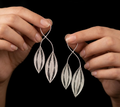 The Silver Filigree Twin-Leaf Drop Earrings