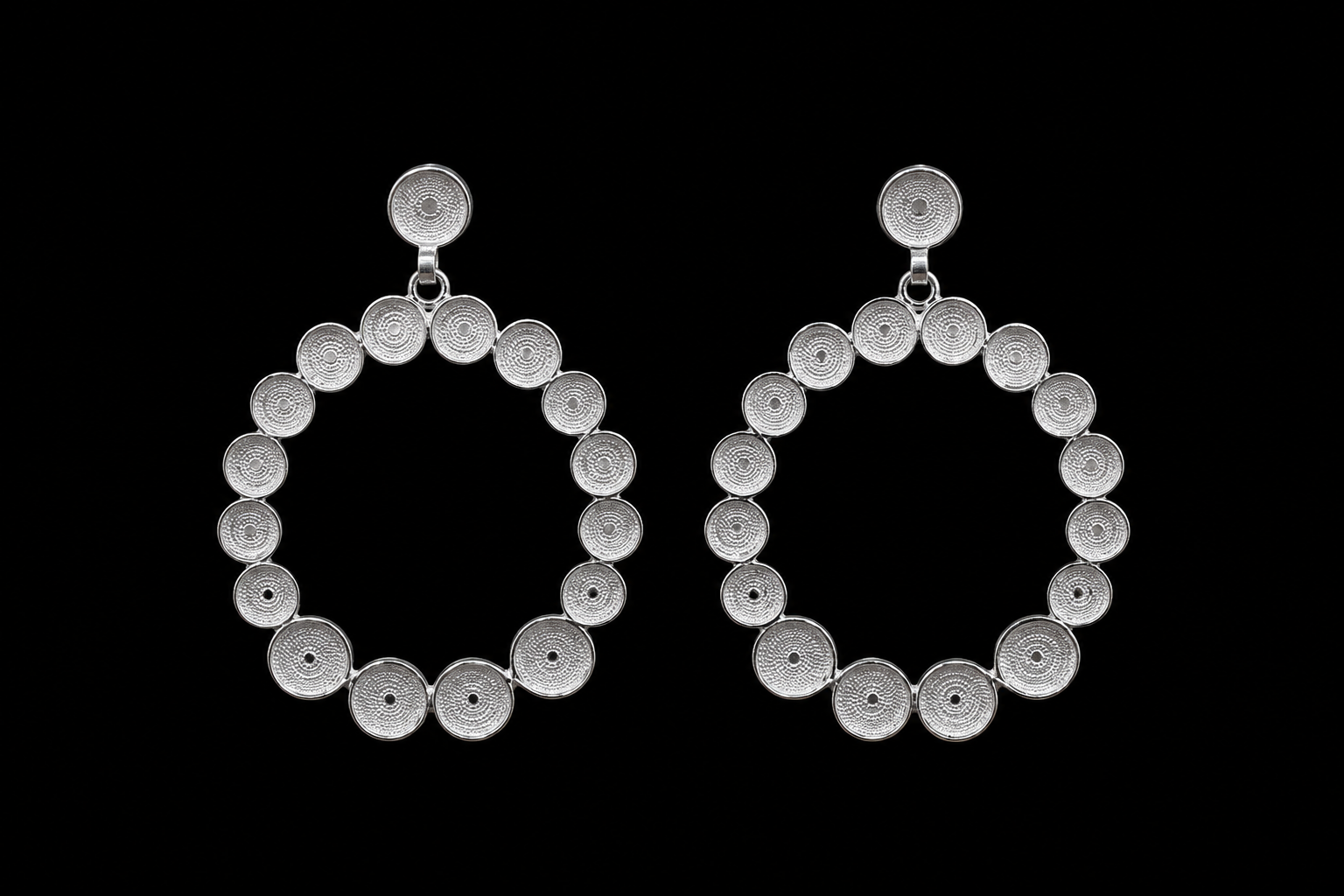 Silver Filigree Circle Drop Earrings