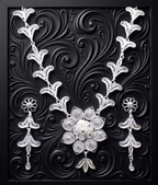 Lotus Vine Silver Filigree Necklace Set - detail of the filigree wirework