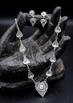 Handcrafted Silver Filigree Heart Necklace & Earring Set - detail of the filigree wirework