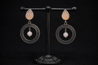 Blush Stone Oxidized Silver Circle Drop Earrings