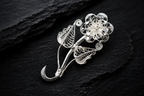 Elegant Bloom Filigree Silver Brooch