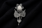 Silver Lotus Bloom Filigree Brooch
