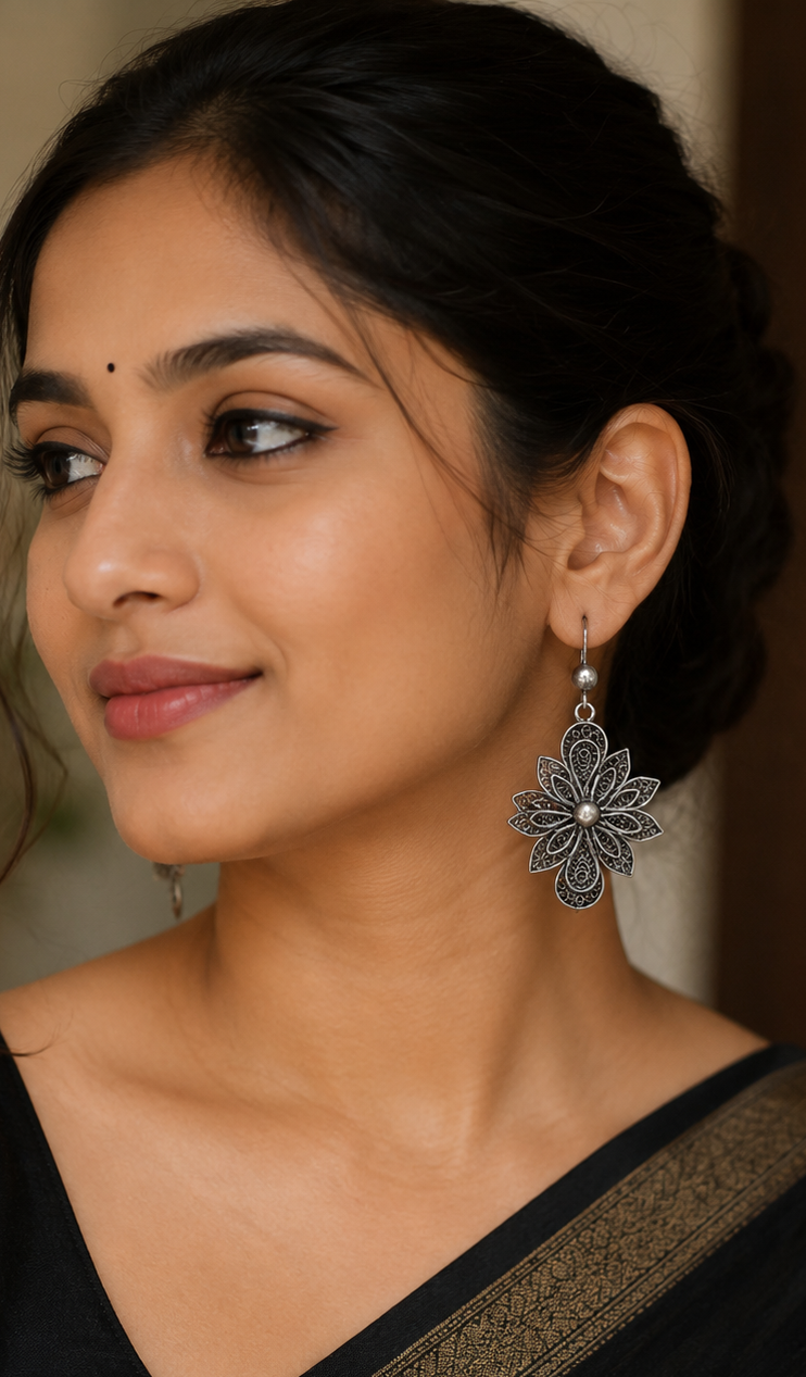 Bloom Filigree Oxidized Earrings