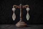 925 Silver Filigree Paisley Drop Earrings - detail of the filigree wirework