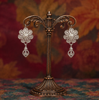 925 Silver Filigree Floral Drop Earrings - detail of the filigree wirework