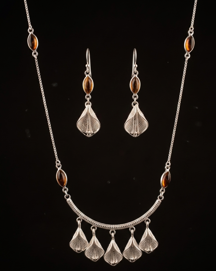 "Vintage Filigree & Amber Elegance"