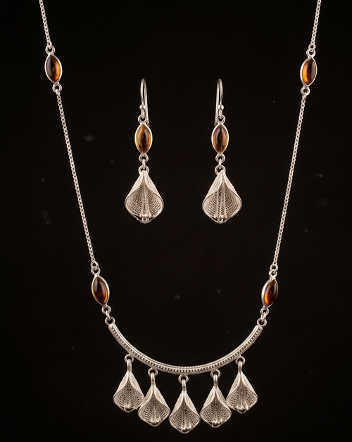 "Vintage Filigree & Amber Elegance"