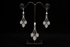 925 Silver Filigree Leaf Cluster Pendant & Earring Set - detail of the filigree wirework