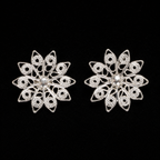 925 Sterling Silver Handcrafted Filigree Lotus Bloom Stud Tops - detail of the filigree wirework
