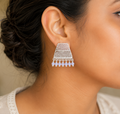 Silver Filigree Lavender Fringe Stud Earrings