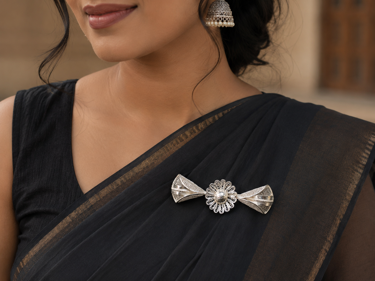 Regal Blossom Filigree Brooch