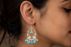 925 Sterling Silver Filigree Turquoise Chandbali Drop Earrings