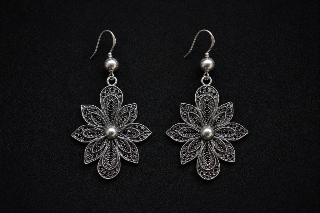 Bloom Filigree Oxidized Earrings