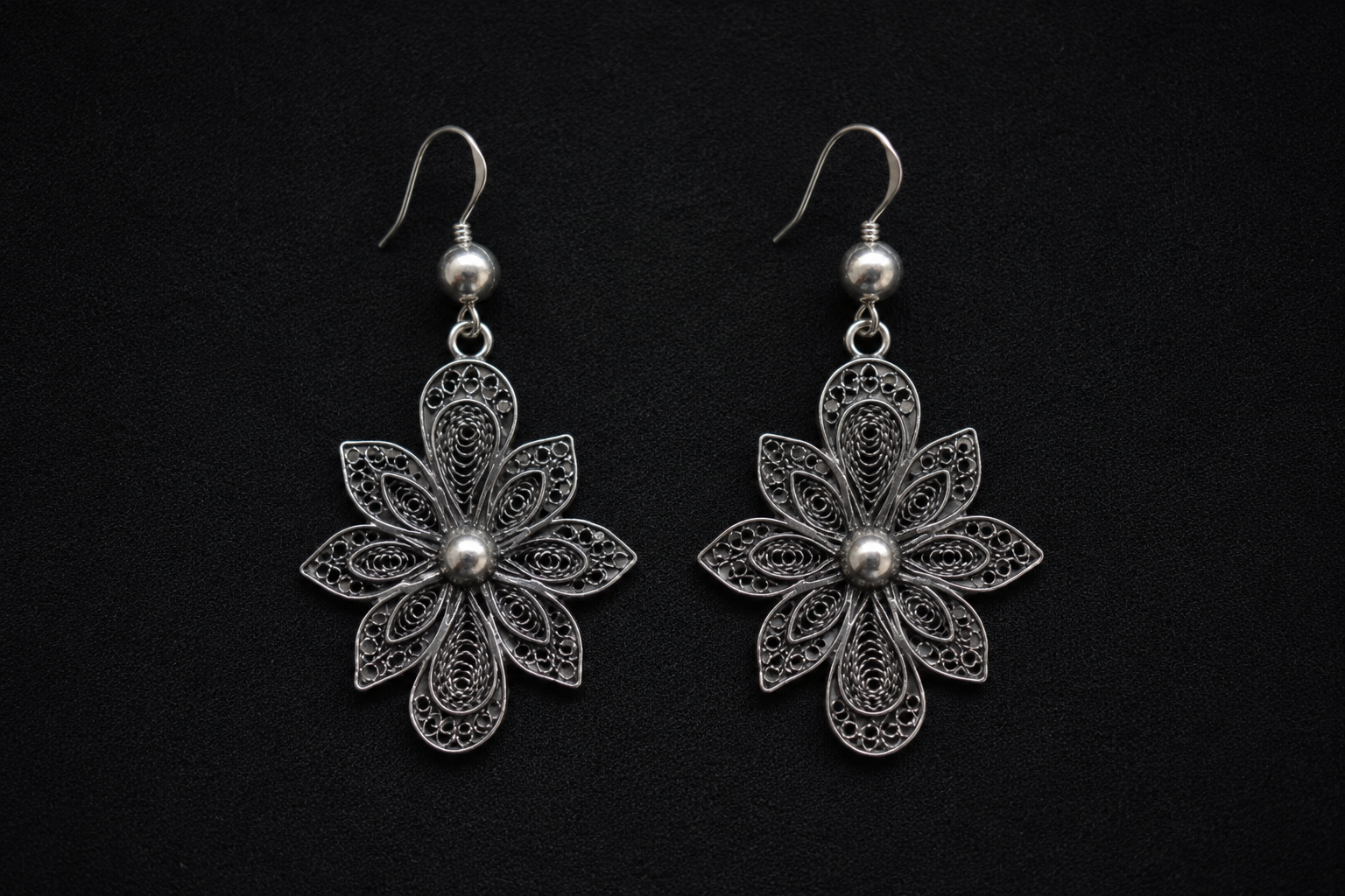 Bloom Filigree Oxidized Earrings