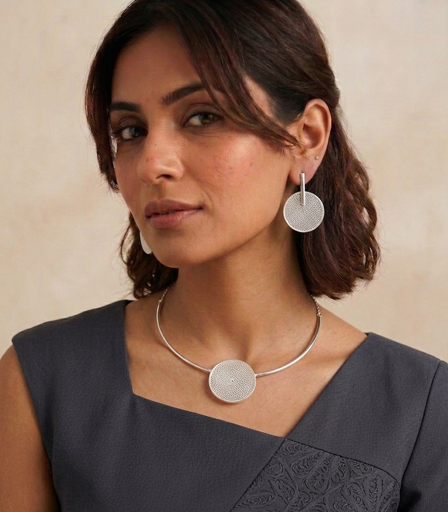The "Cuttack Lace" Filigree Choker and Earring Set