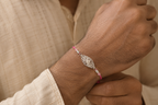 Silver Filigree Leaf Grace Rakhi - front view