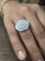 Petals of Silver Filigree Statement Ring