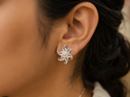 925 Sterling Silver Handcrafted Filigree Pinwheel Stud Tops - front view