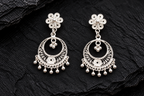 925 Sterling Silver Crescent Filigree Drop Earrings