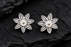 925 Sterling Silver Six-Petal Filigree Flower Stud Tops