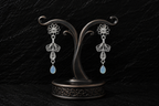 925 Sterling Silver Filigree Floral Drop Earrings with Sky Blue Teardrop Beads