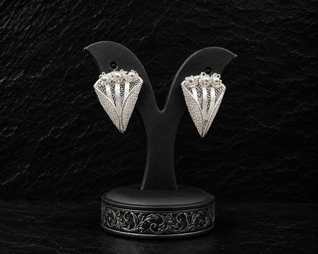 925 Sterling Silver Filigree Bloom Stud Earrings