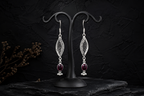 Ruby Dewdrop Silver Filigree Earrings