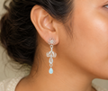925 Sterling Silver Filigree Floral Drop Earrings with Sky Blue Teardrop Beads