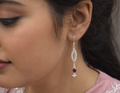 Ruby Dewdrop Silver Filigree Earrings