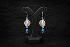 925 Sterling Silver Filigree Orb Drop Earrings with Sky Blue Beads