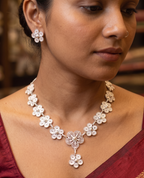 Silver Blossom Filigree Necklace Set - detail of the filigree wirework