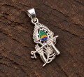 925 Silver Peacock Feather Flute Locket
