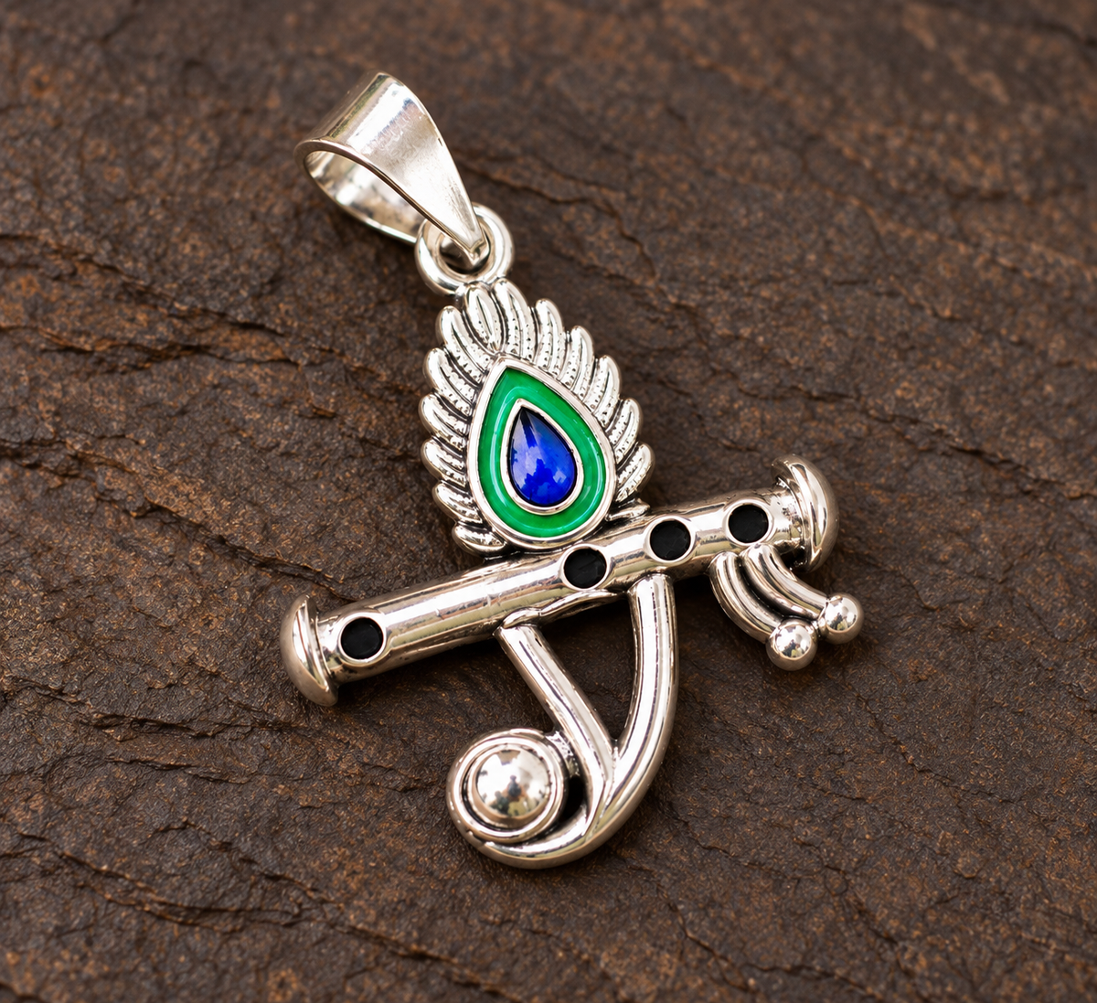 925 Silver Peacock Feather Flute Locket