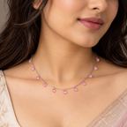 925 Sterling Silver Pink Crystal Beaded Necklace