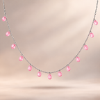 925 Sterling Silver Pink Crystal Beaded Necklace