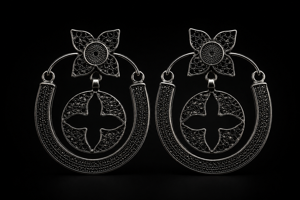 Noor Filigree Floral Hoop Earrings .