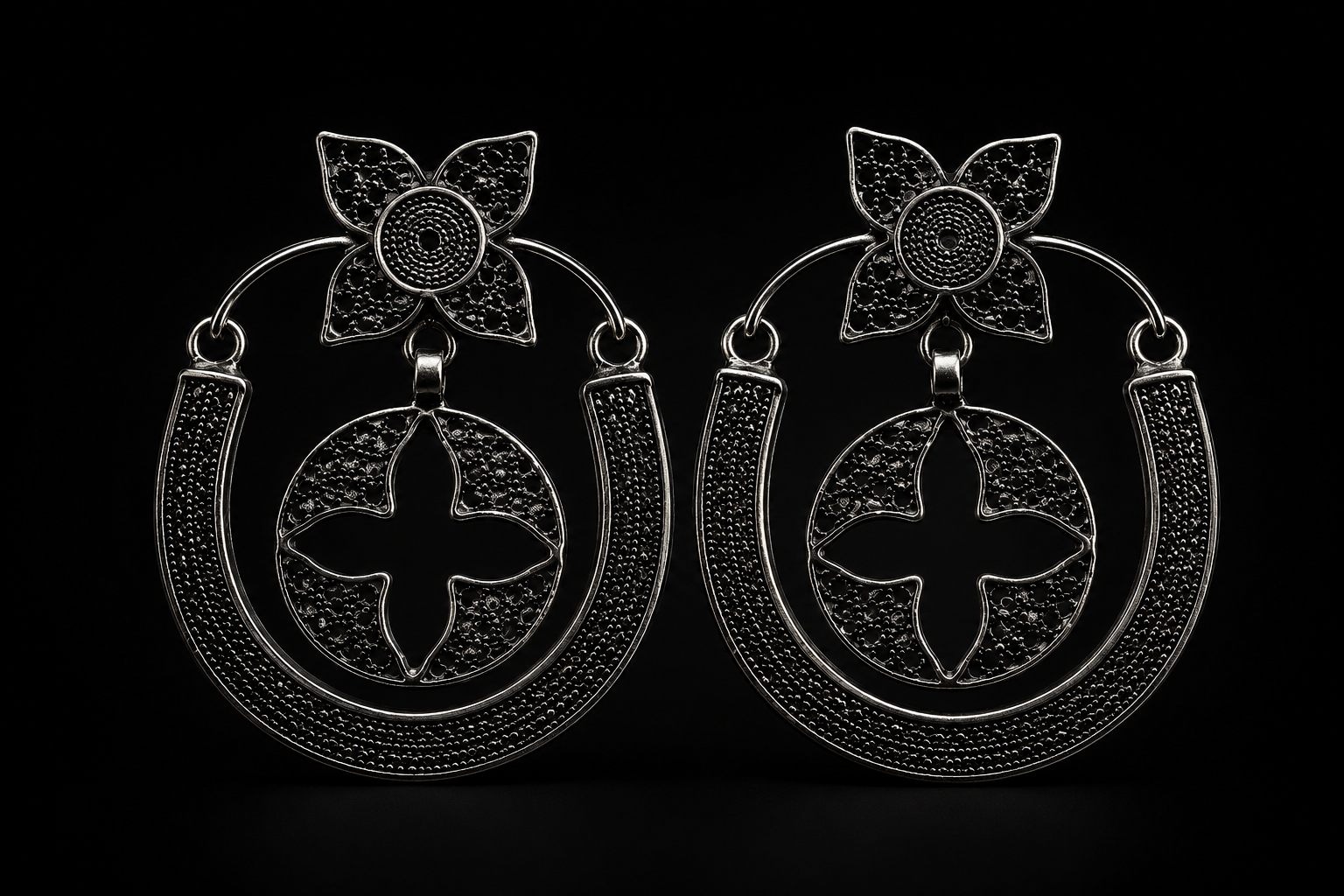 Noor Filigree Floral Hoop Earrings .